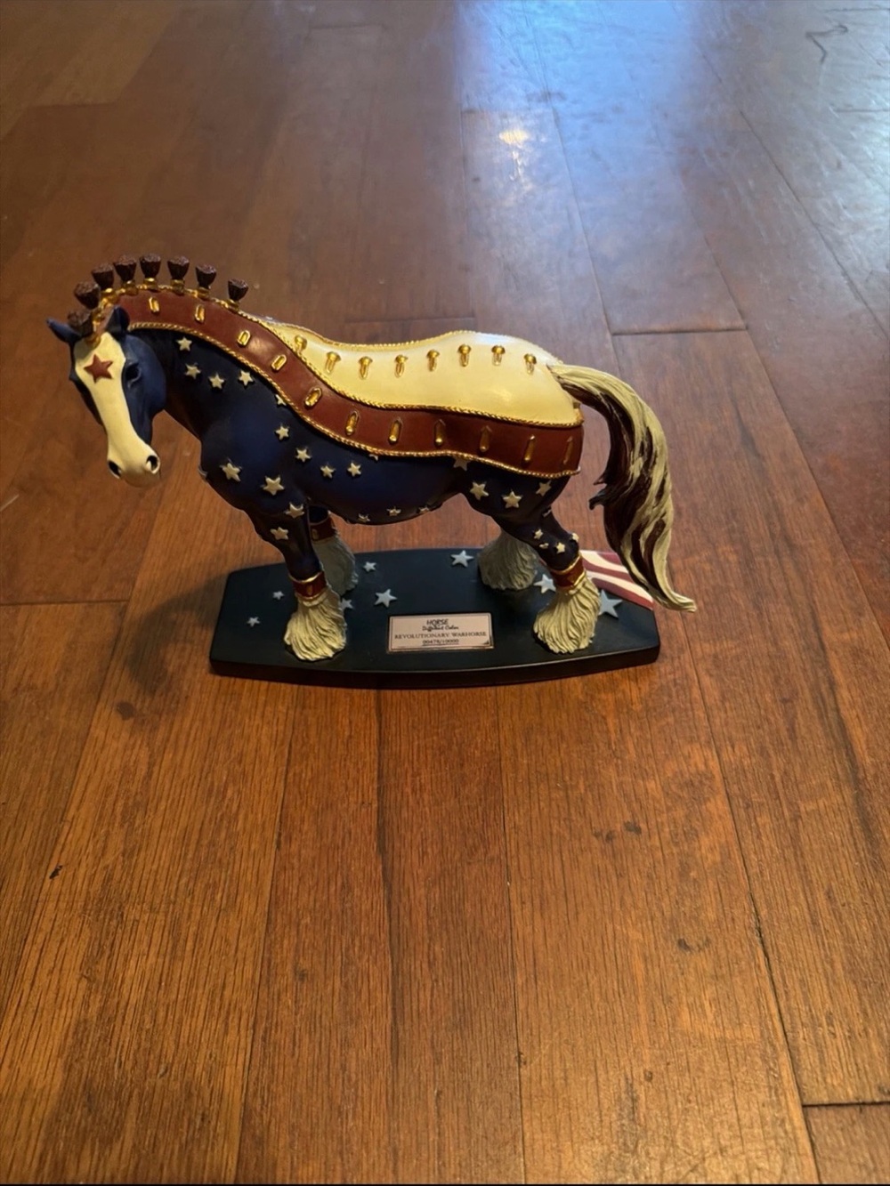 Patriotic Blue Star Horse Figurine - Decorative Home Accent